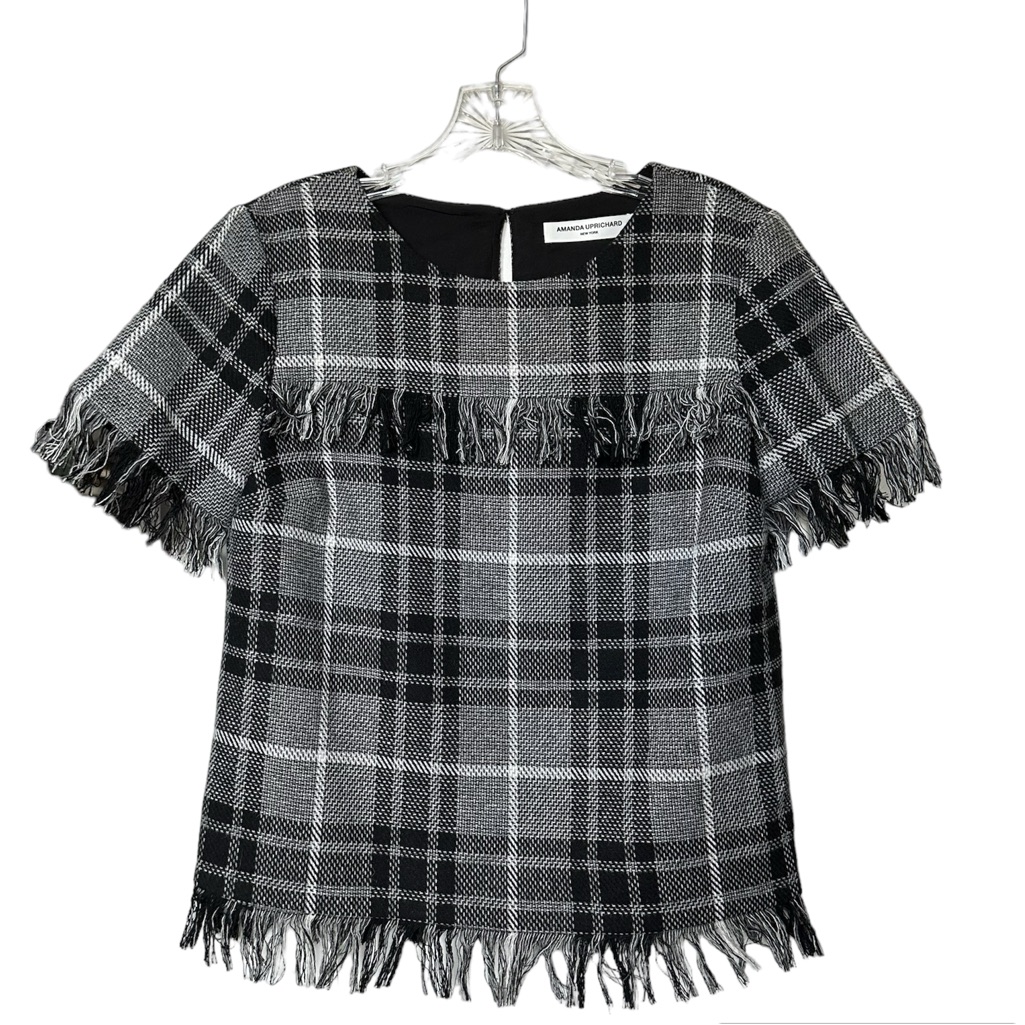 Amanda Uprichard Wool Blend Plaid Blouse Womens S Classic Preppy Business Casual